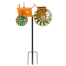 Orange Metal Tractor Windmill Garden Decoration For Outdoor