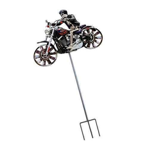 Wrought Iron Outdoor Garden Rotatable-motorcycle windmill