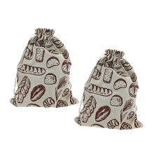 Retro Print Bread Pouches Linen Fabric And TPU Materials 30X38Cm