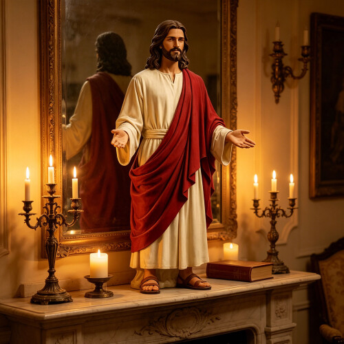 Christ Statue With Leather Sandals And Flowing-small size 2