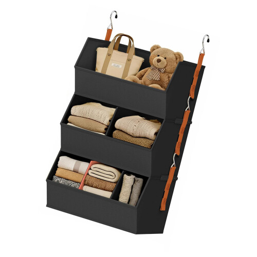 Space Saving 6 Layer Hanging closet Holder For Sweaters-Black
