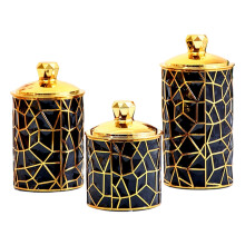 3 Piece Trim PET Food Storage Containers Set Airtights-Black