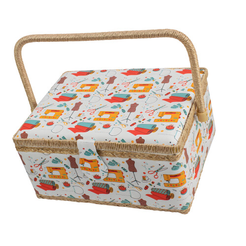 Artistic Sewing Tool Box Featuring Magnetic-Ora.nge  Bottom