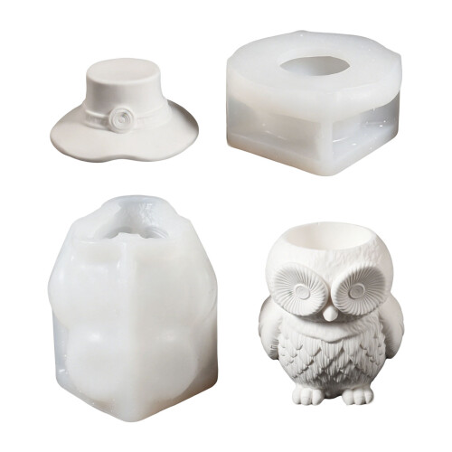 Moule à bougie en Silicone en forme de hibou, avec Texture de