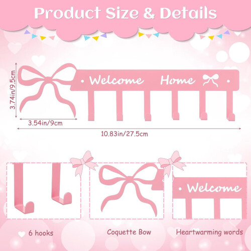 Space Saving Over Door Hook Organizer Pink Butterfly Wall Mount 2