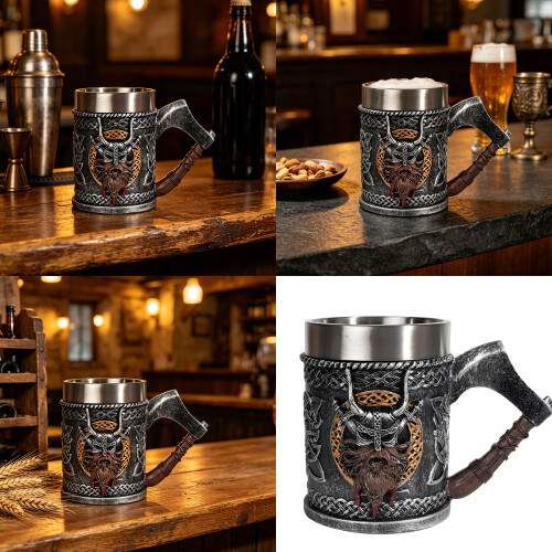 Nordics Themd Bierkrug mit ergonomischem Griff, 1