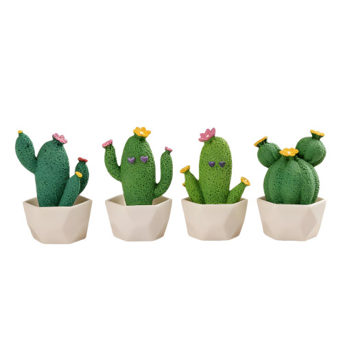 Statues de cactus de bureau en résine, lot de 4 modèles de