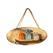 Multicolored Sea Glass Cats Wall Hanging Decorative Ornament For
