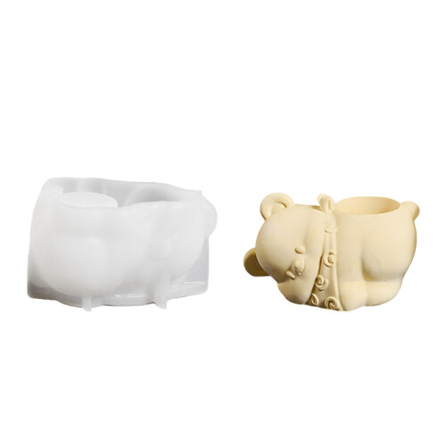 Bear Figurine Silicone Candle Molds For Making Candle Cup Soap