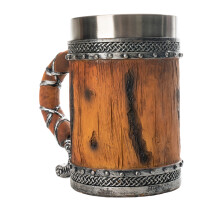 Wooden Barrels Beer Mug Wood Beer Stein Double Wall Stainless-A