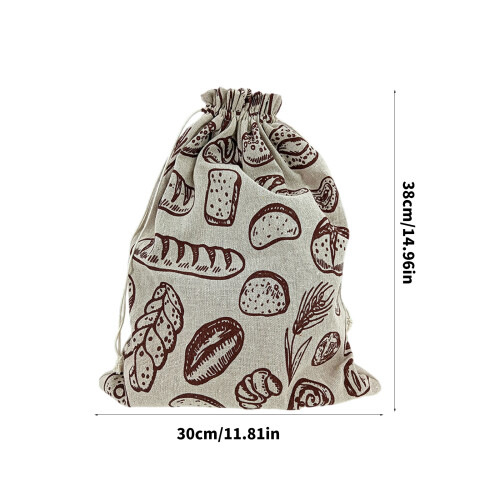 Bucolic Design Bread Bag Linen Outer TPU Inside Container For 2