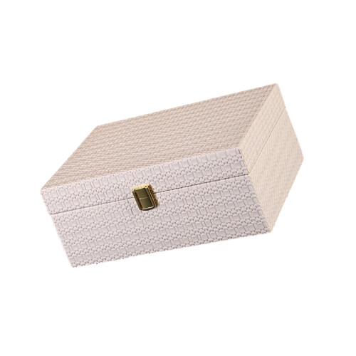 Elegant Leather Storage Box With Metal Buckles-white mediums