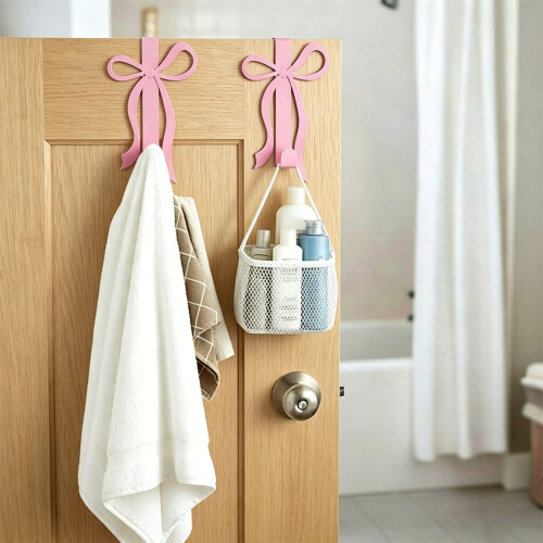 Set of 2 Practical Bowknot Decorated Metal Hooks For Organizing 1