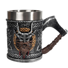 Large Capacity Resin Beer Mug With Axes Handle Elegant Drinking