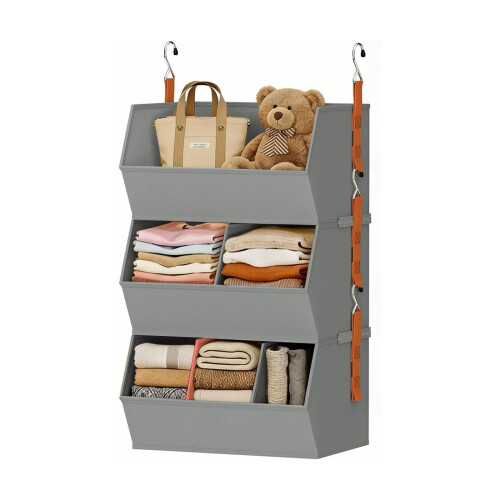 Durable multiple Level Closet Storage Option With Plastic-Gray
