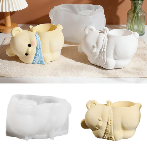 Bear Figurine Silicone Candle Molds For Making Candle Cup Soap 1