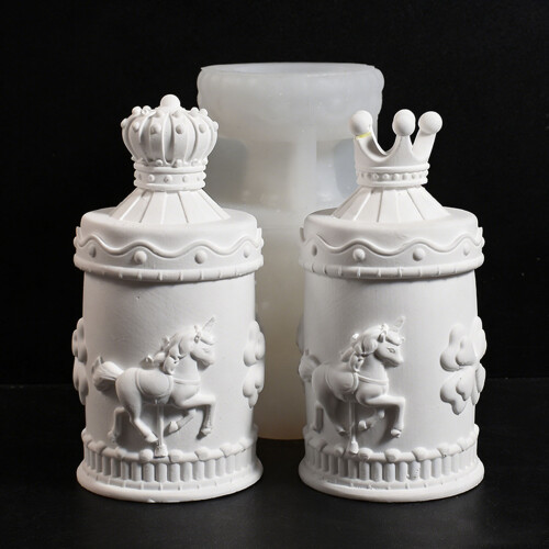 Rotating Carousel Silicone Candle Cup Molds With Lid For-2 2