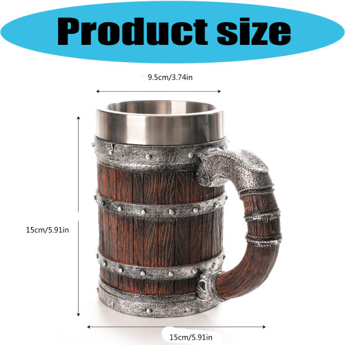 Barrels Shape Beer Stein Rustproof Stainless Steel Insert 2