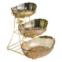3-stufiges Obst-Dessert-Snack-Tablett aus Kunststoff und-Gelb