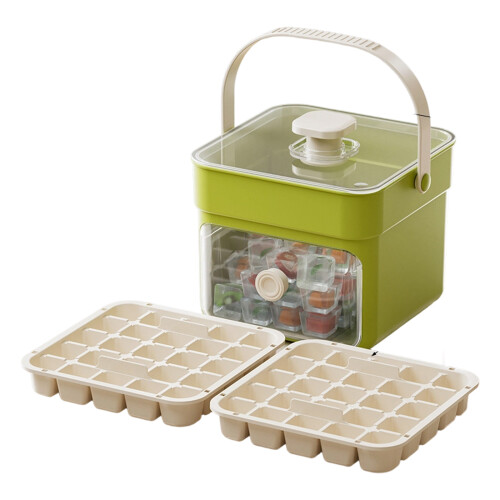 Ice Making Molds Press Type Ice Cubes Tray with Lid and-Green 2