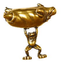 Statue en alliage d'hippopotame surélevé de grenouilles