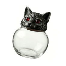 Elegant Clear Glass Spices Container Gothic-Cat head single
