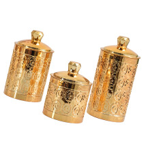 Packung mit 3 eleganten Aufbewahrungsbehältern mit goldener-Gold