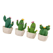Packung mit 4 Cartoon-Harz-Kaktus-Figuren, Miniatur-Sukkulenten,