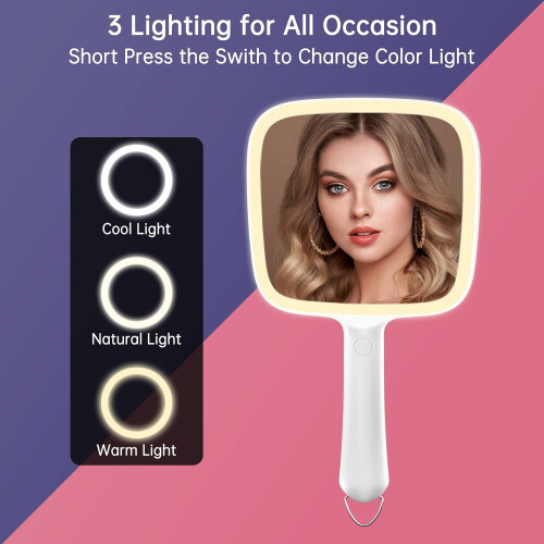 Καθρέφτης μακιγιάζ χειρός με φωτισμό LED, 6,2" 1