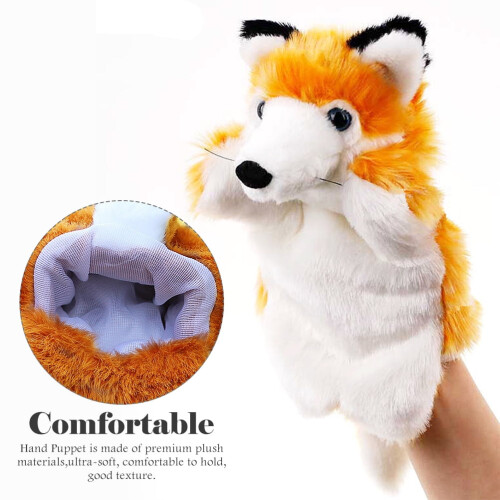 Pluche handpop van een vos voor kinderen 2