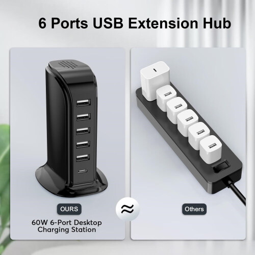 40-W-USB-Ladestation mit 5 Anschlüssen und intelligentem IC 1