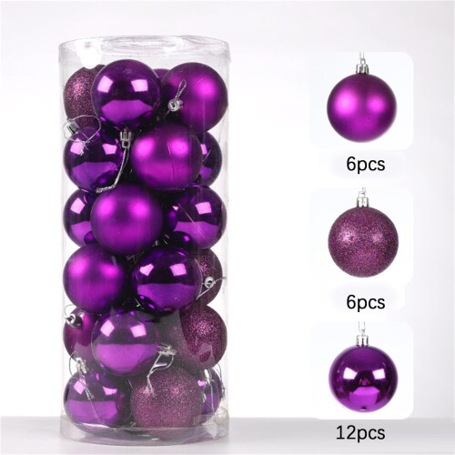 Christmas Tree Ball Ornaments 40mm Plastic 24 Pack Purple 1