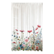 Leaf Pattern Window Curtain Polyester Sheer-Flowers 9 132x213cm