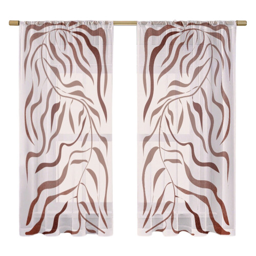 3D Print Leaf Pattern Window Curtain Privacy-Flower 6 130x160cm