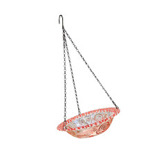 Bol d'eau pour oiseaux suspendu transparent de jardins-Rouge