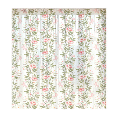 Leaf Pattern Window Curtain Polyester Sheer-Flowers 7 132x160cm