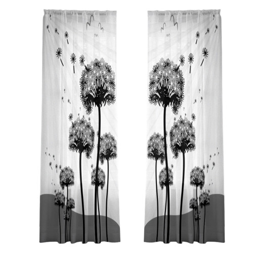 Floral Pattern Window Curtain Polyester-Flower 3 130x183cm