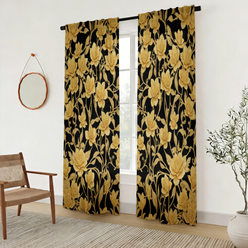 Floral Pattern Window Curtain Polyester-Flower 6 130x183cm 1