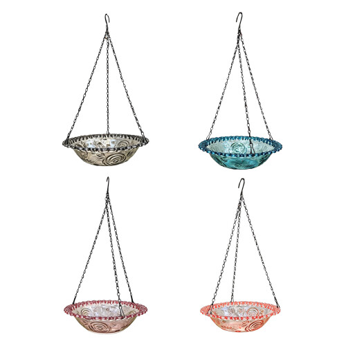 See Through Hanging Bird Bath Crafted From Plastic And-Blue 1