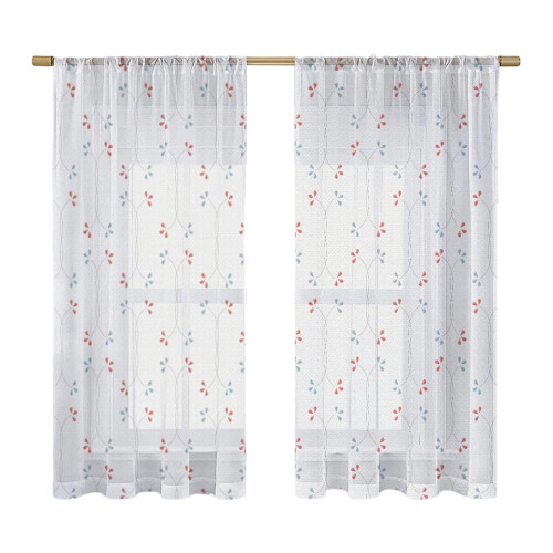 3D Print Leaf Pattern Window Curtain Privacy-flower 1 130x160cm