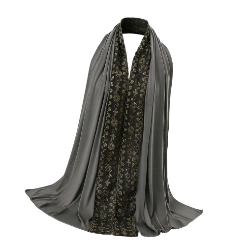 Scarf Shawl with Enhances Durability Finished Edge-Dark Grey