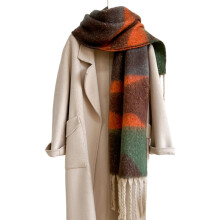 Thick Patchwork Fringe Scarf Shawl For Women Soft Warm Winter-7