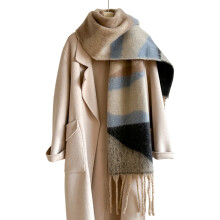 Winter Scarf Shawl Women's Fashion Patchwork Design Fringe-4