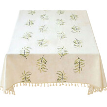 Farmhouses Dining Table Cover With Tassels Edges Design-B