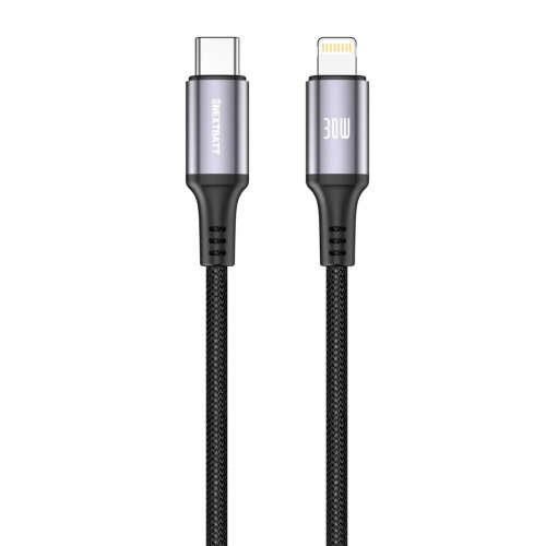 NEXTBATT USB-C - Lightning -kaapeli 30W, 3A, 1m - musta