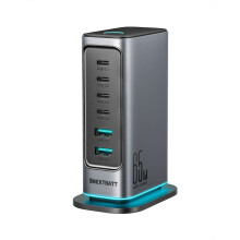 NEXTBATT 6-in-1 65W GaN Multi USB -laturi, jossa 4 USB-C- ja 2 USB-A-liitäntää
