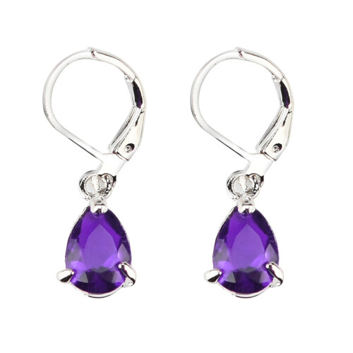 Yaman Amethyst Drop Earrings 925 Silver Waterdrop Cut
