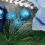 Christmas pine wreath with blue bow and ornaments 2