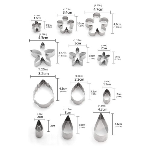 Mini emporte-pièces en forme de fleur, 12 pièces, en acier 2