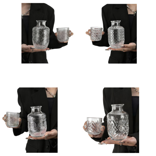 Set mit 2 eleganten Trinkbechern aus Glas mit großem-Begonie 1